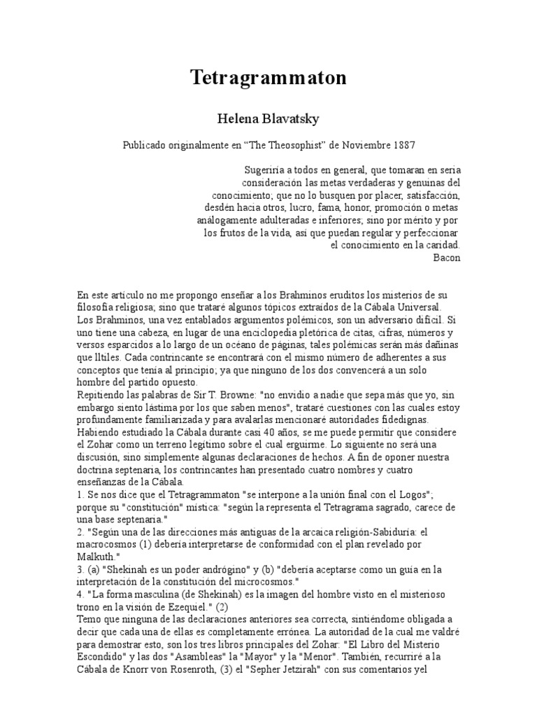 La Esencia del Tetragrammaton en Cábala | PDF | Kábala | Yahvé