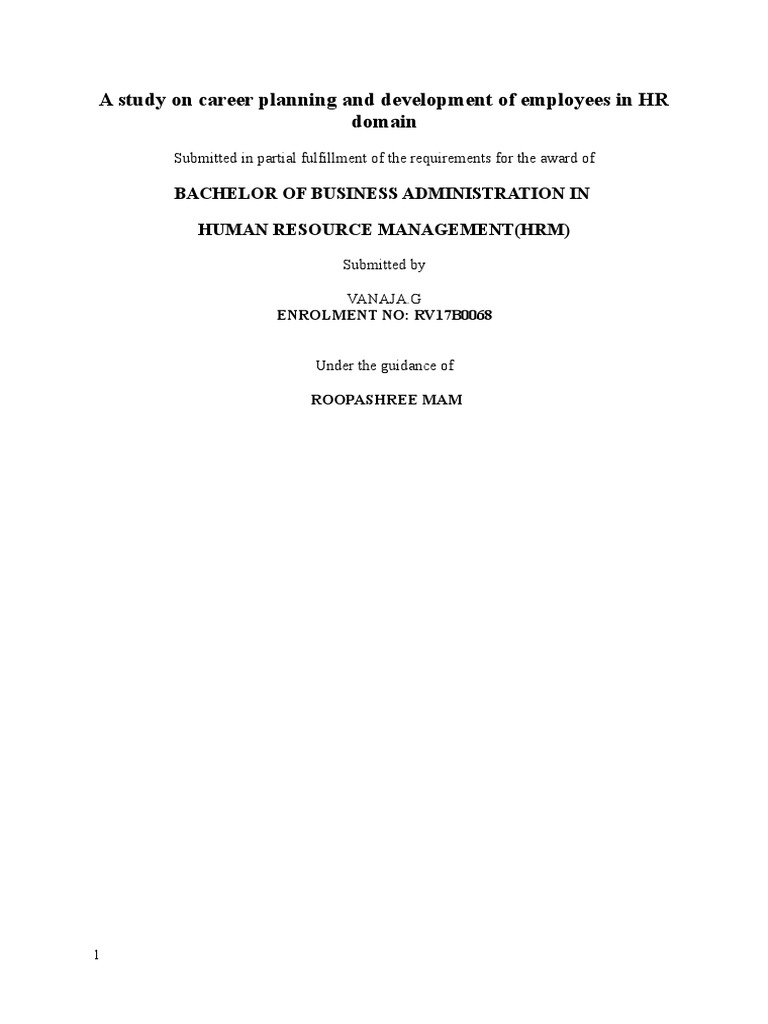 Project On Career Planning and Development | PDF | Employee Benefits ...