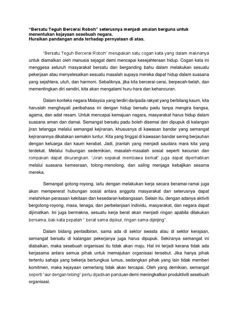 Bersatu Teguh Bercerai Roboh 1 Pdf