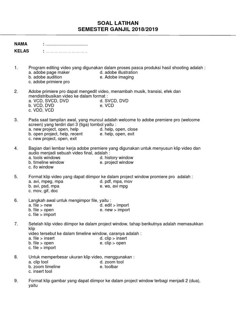 Soal Latihan Adobe Premier Docx
