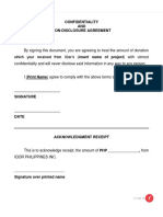 Confidentiality agreement donation amount disclosure