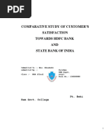 Customer Satisfaction Towards HDFC BANKS AND SBI PDF