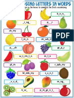 Fruits Vocabulary Esl Missing Letters in Words Worksheet For Kids