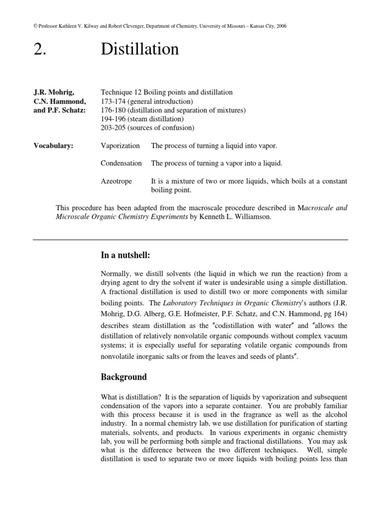 Lab 02 Handout Distillation 321 L | PDF | Distillation | Ethanol