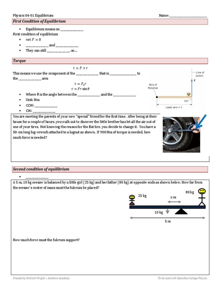 Forces in Equilibrium Explained | PDF | Torque | Force