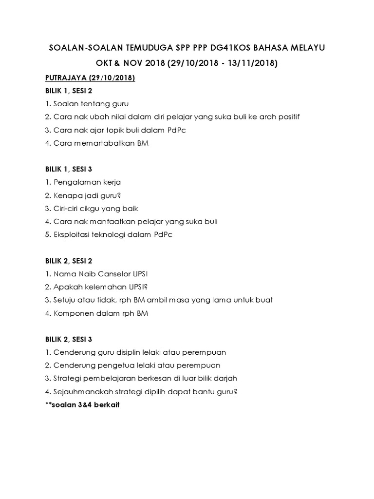Soalan SPP IV OKT & NOV 2018 (Kos BM) | PDF