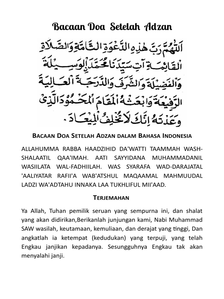 Bacaan Doa Setelah Adzan Pdf