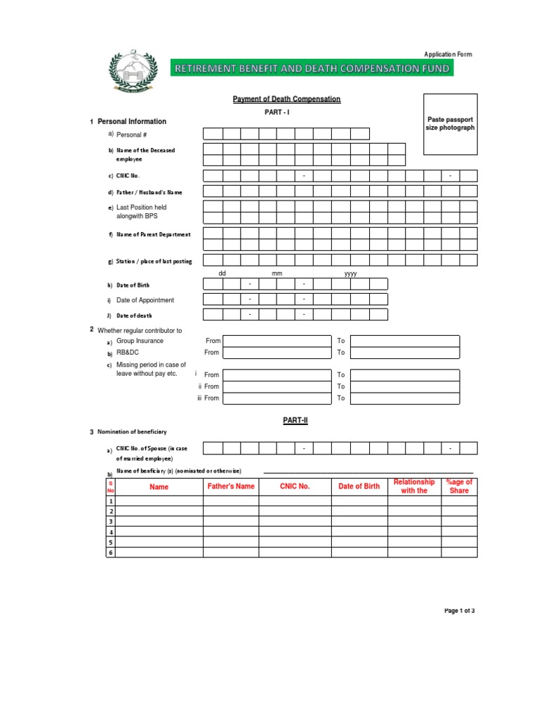 Death Compensation Fund Application Form Kpk Government Politics
