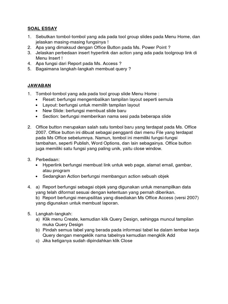Soal Essay