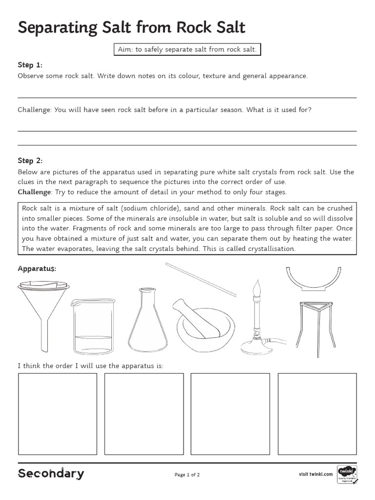 Separating Salt From Rock Salt Higher Ability (Dragged) PDF