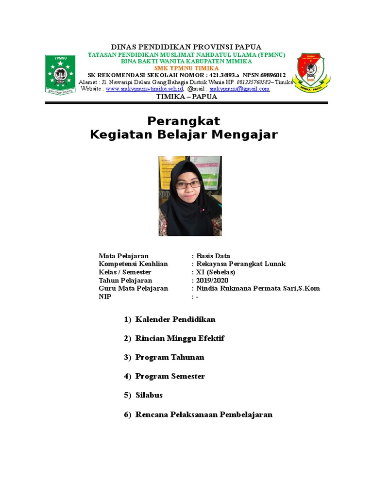 Contoh Cover Luar RPP | PDF