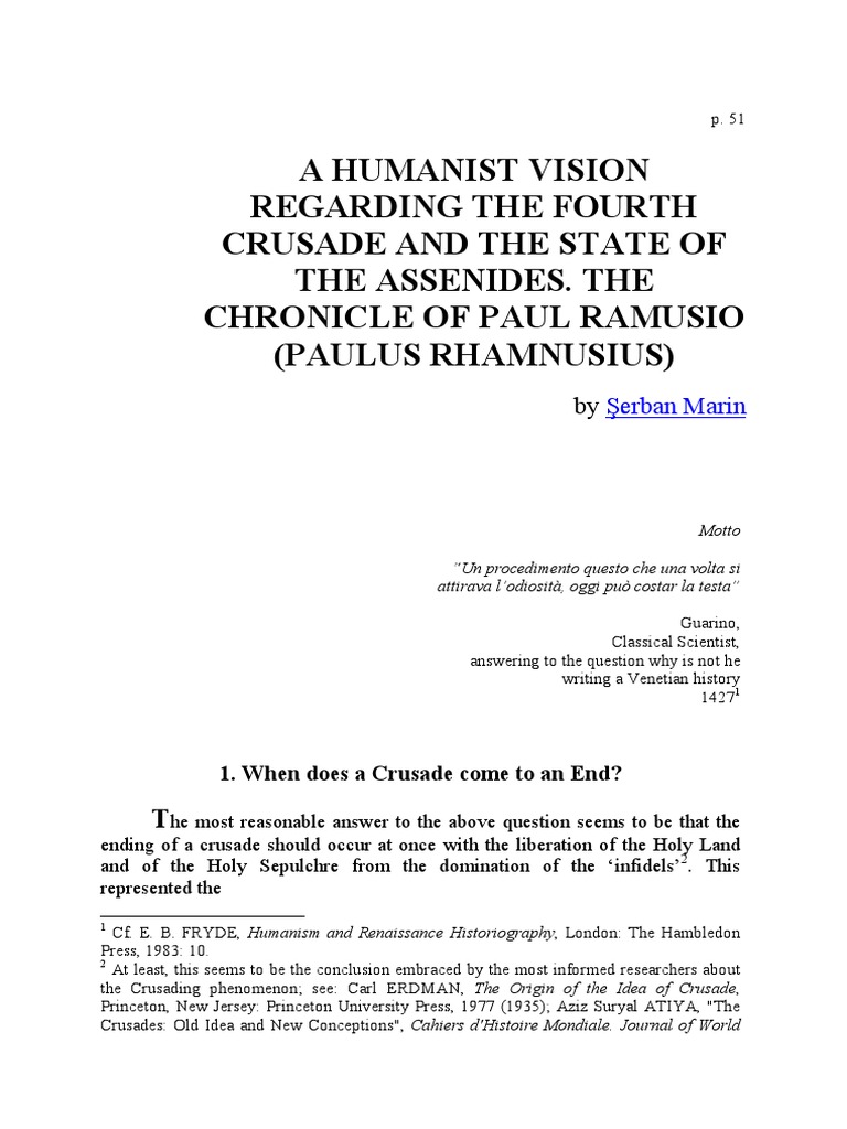 A Humanist Vision On The Fourth Crusade Pdf Crusades Byzantine Empire