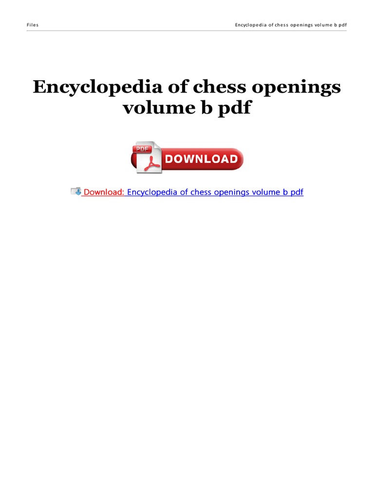 Encyclopaedia of Chess Openings BI