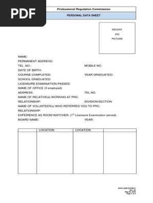 PERSONAL DATA SHEET