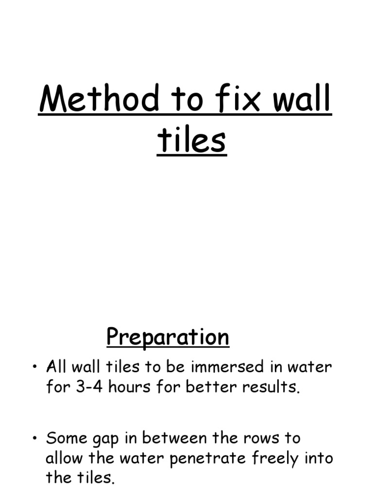 Method To Fix Wall Tiles PDF Tile Wall