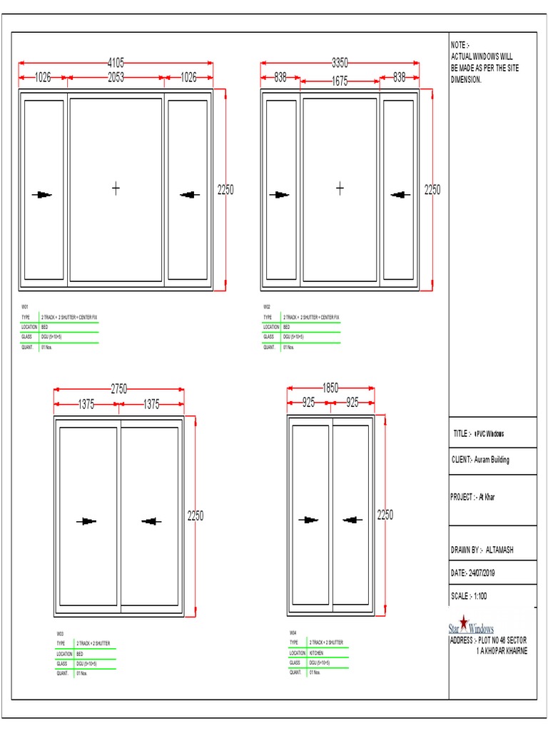 uPVC Window Technical Drawings | PDF