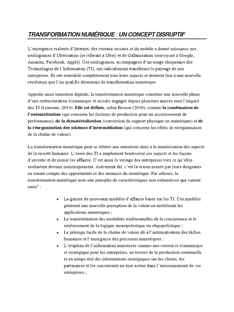 Transformation Numérique : Enjeux et Stratégies | PDF | Innovation ...