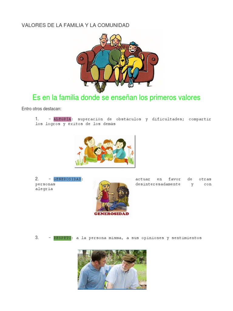 Valores de La Familia y La Comunidad | PDF | Familia | Tolerancia