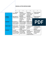 Personal Letter Rubric