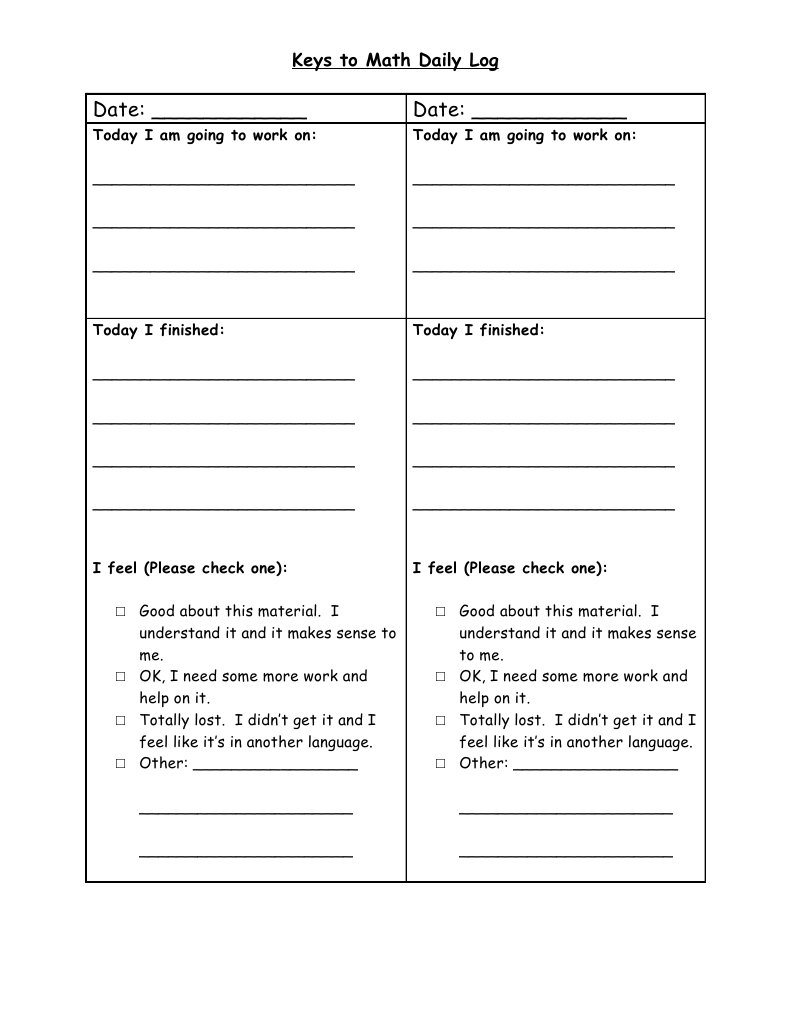 Daily Math Progress Log | PDF