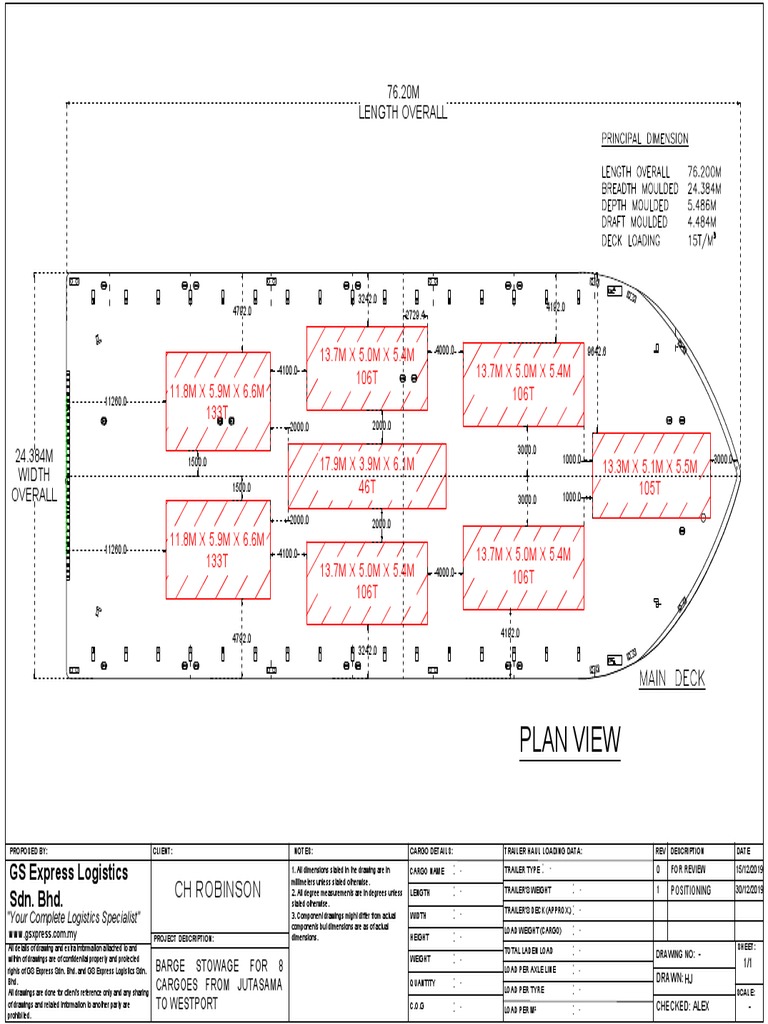 Barge Stowage Plan for Cargo Transport | PDF | Trailer (Vehicle ...
