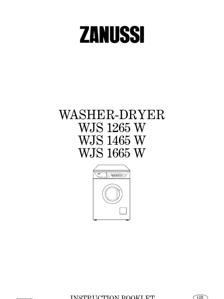 Zanussi Washer Dryer Manual English WJS 55 W, WJS 1455 W, WJS 1655 W