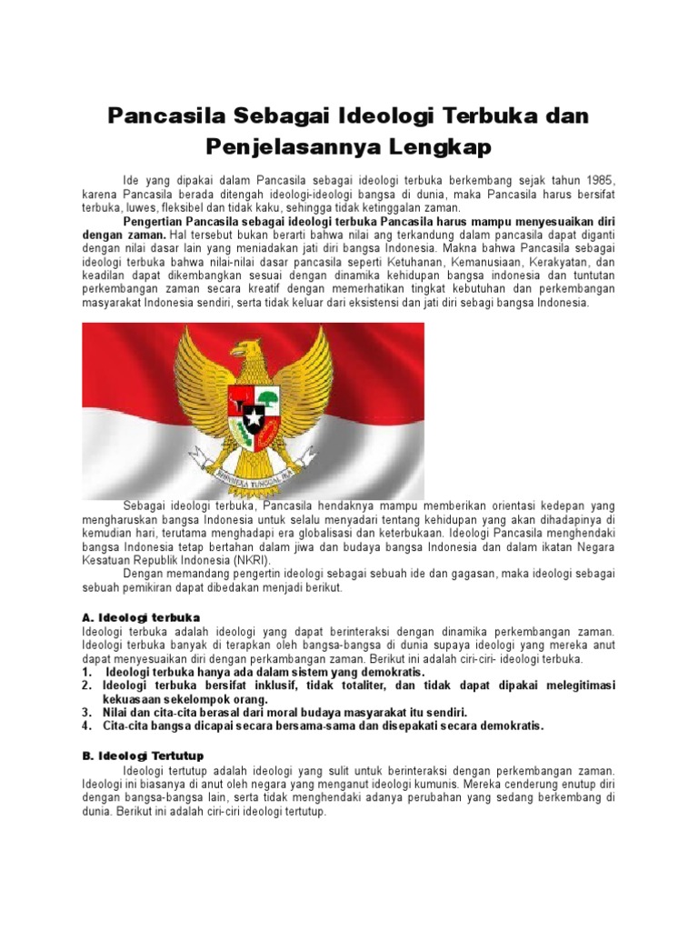 Pancasila Sebagai Ideologi Terbuka Dan Penjelasannya Lengkap Pdf