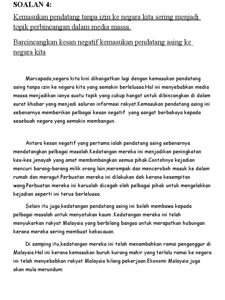 Kesan Negatif Pendatang Asing Pdf