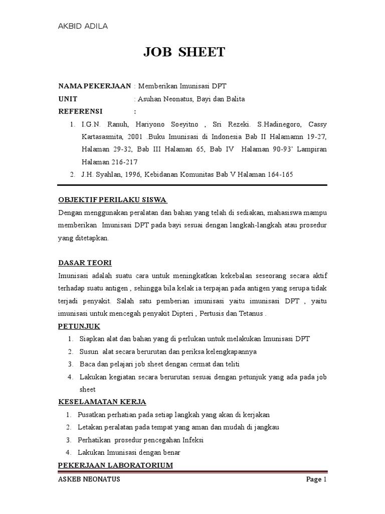 Job Sheet DPT | PDF