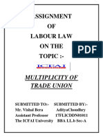Assignment of Aditya Choudhry On Multiplicity of Trade Union