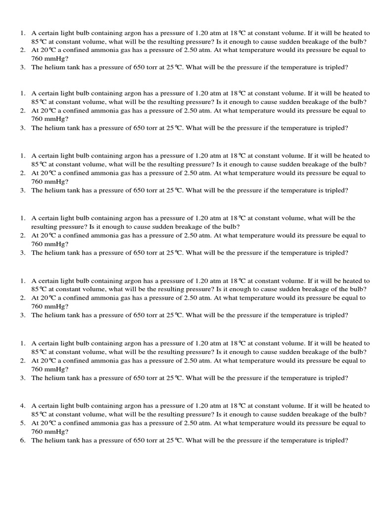A Certain Light Bulb Containing Argon Has A Pressure of 1 PDF