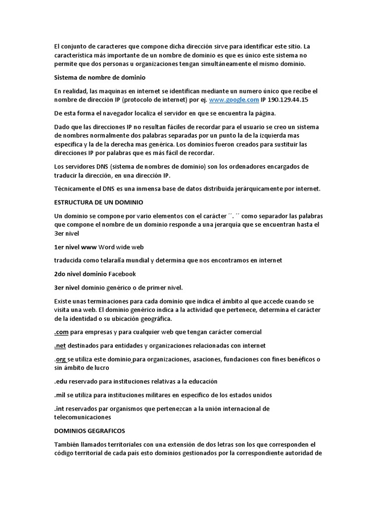 Guía Completa sobre Dominios y Hosting | PDF | Nombre de dominio ...