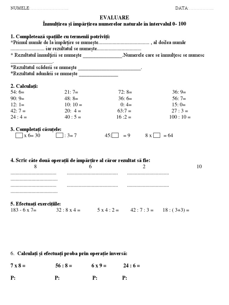 Test Mem Clasa A Ii-A | PDF