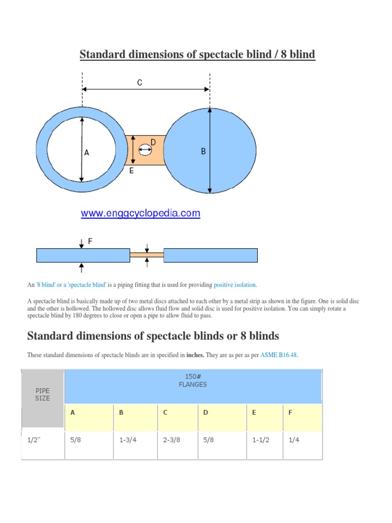 Spectacle Blind Standard Dimensions | PDF | Mechanical Engineering ...