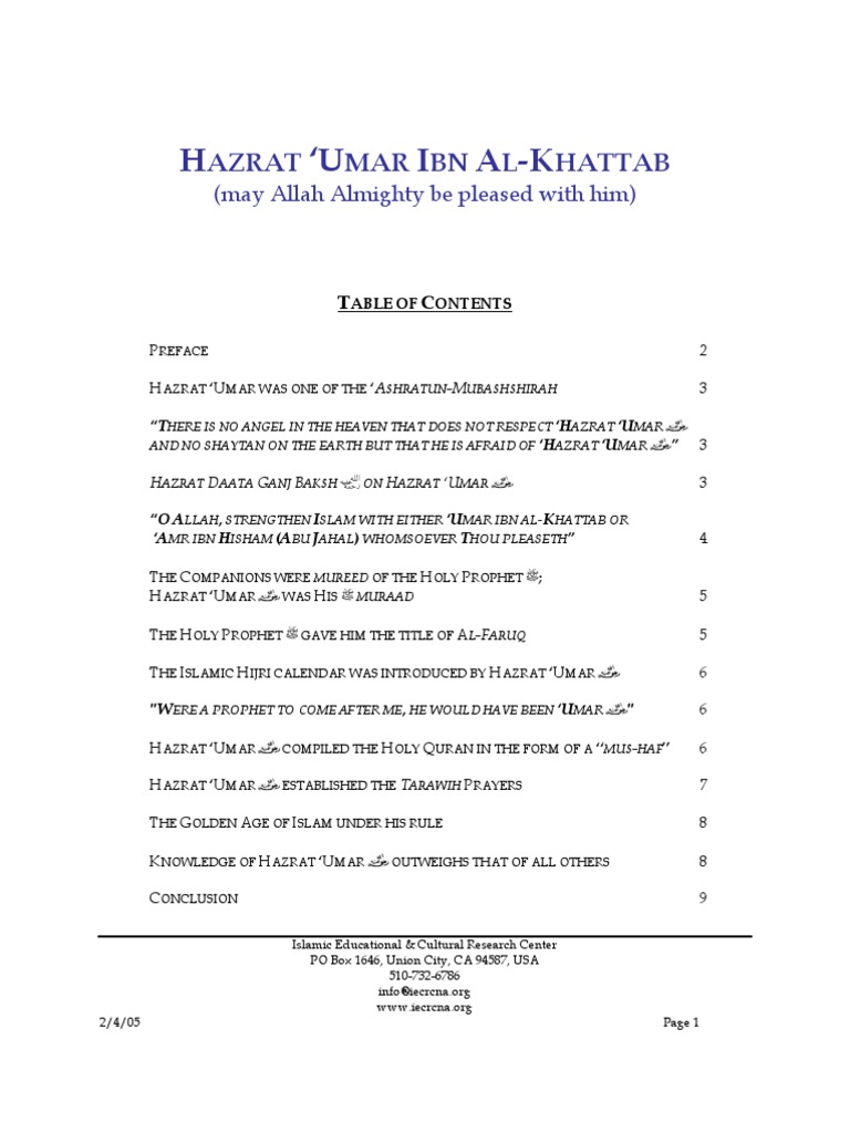 Hazrat Umar Ibn Al Khattab Ra | PDF | Religion & Spirituality