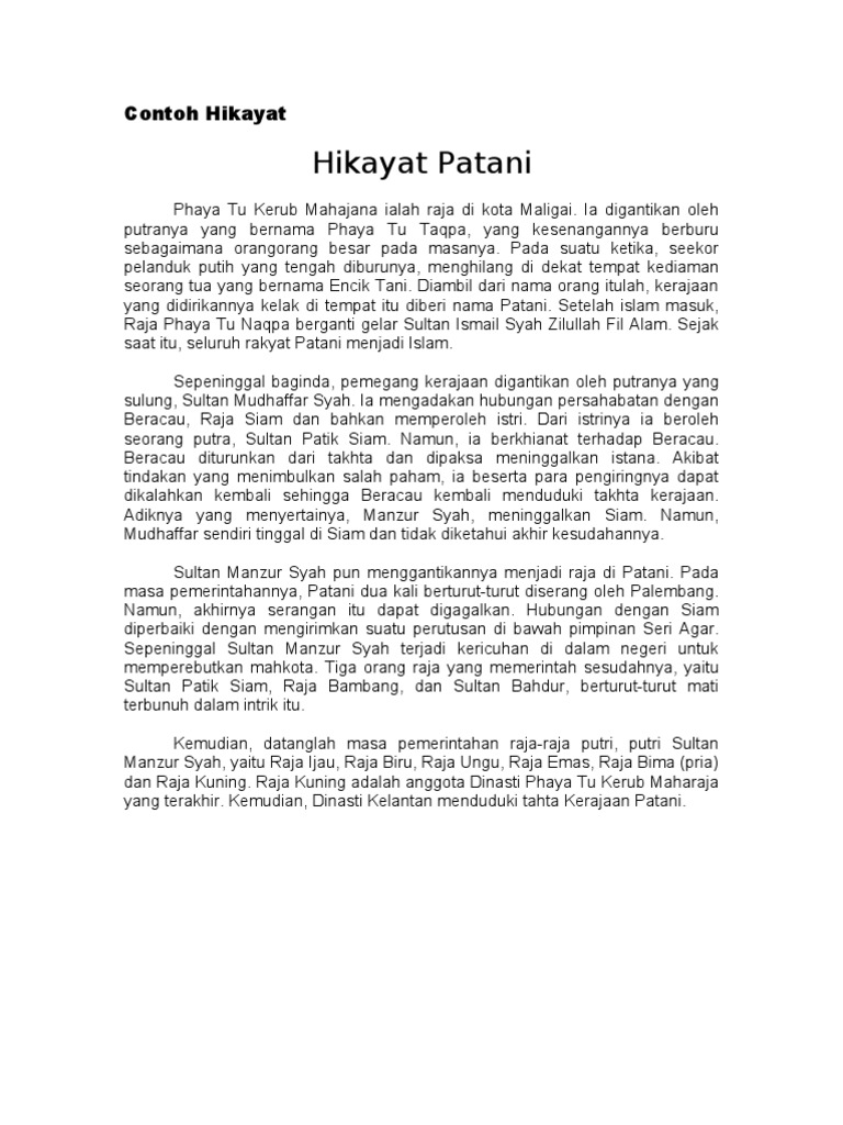 Contoh Hikayat