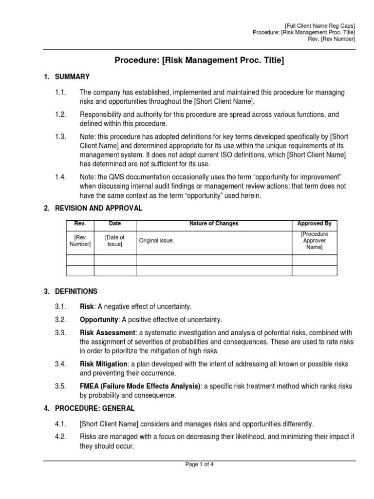 Procedure - Risk PDF | PDF | Risk Management | Risk