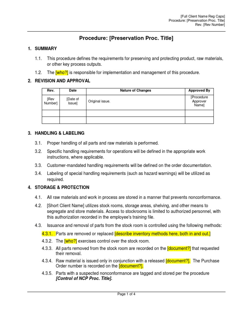 Procedure Preservation PDF Shelf Life Packaging And Labeling