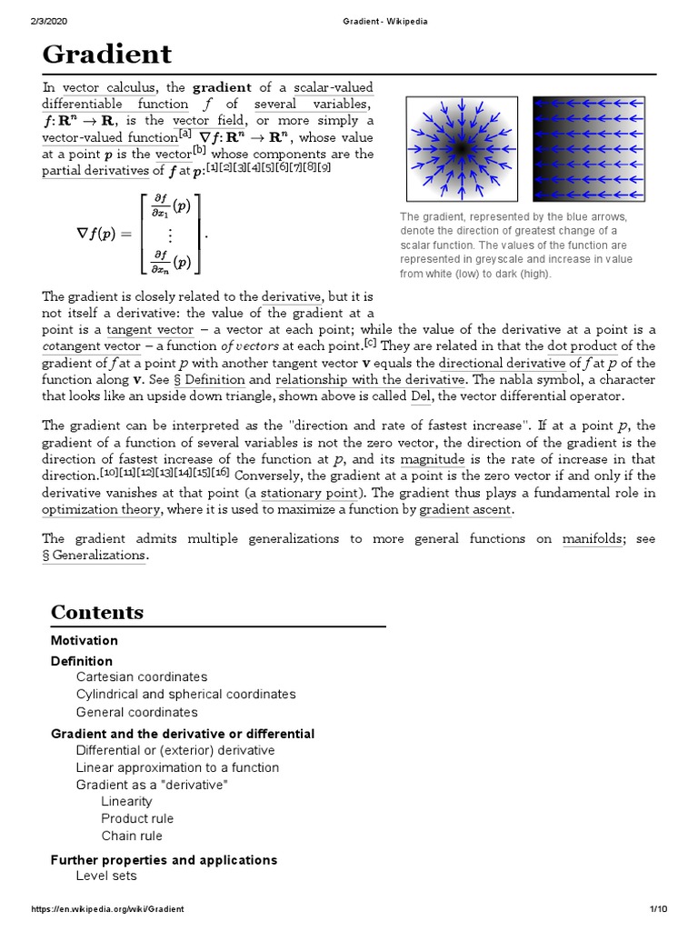 Gradient - Wikipedia PDF | PDF | Gradient | Derivative