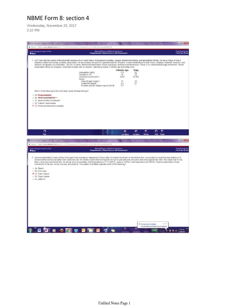 NBME Form 8 Section 4 Overview | PDF