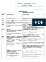 Plano de aulas Ciência e Profissão - Noturno