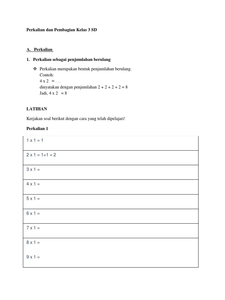 Menguasai Dunia Perkalian dan Pembagian: Latihan Pilihan Ganda untuk Siswa Kelas 3 SD