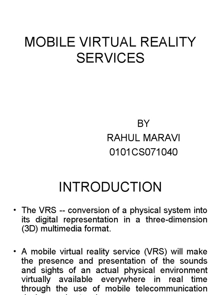 Mobile Virtual Reality Service Overview | PDF | Virtual Reality ...