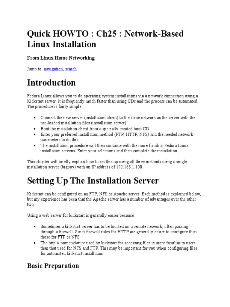 Quick HOWTO: Ch25: Network-Based Linux Installation: Basic Preparation ...