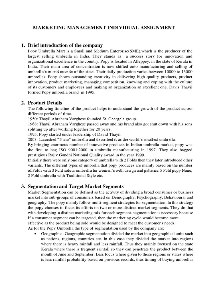 Marketing Management Individual Assignment | PDF | Market Segmentation ...