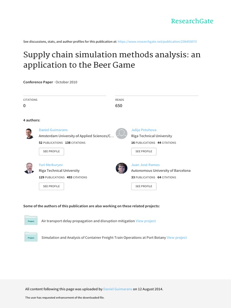 Beer Game PDF Simulation Microsoft Excel