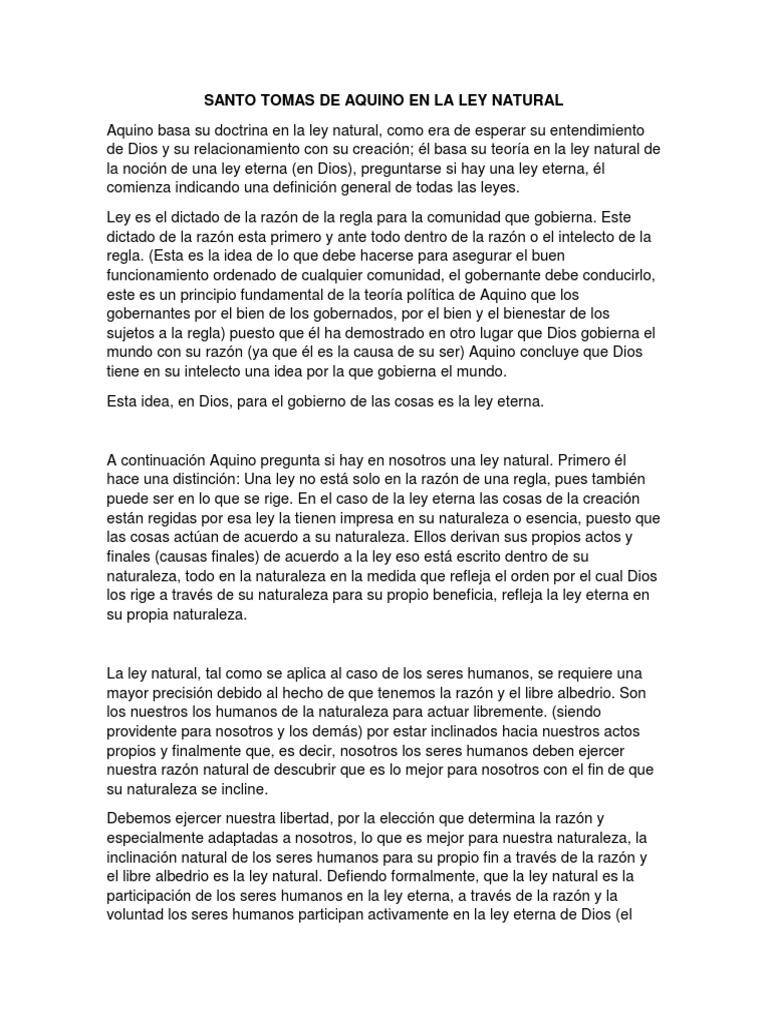 Santo Tomas de Aquino en La Ley Natural | PDF | Tomás de Aquino ...