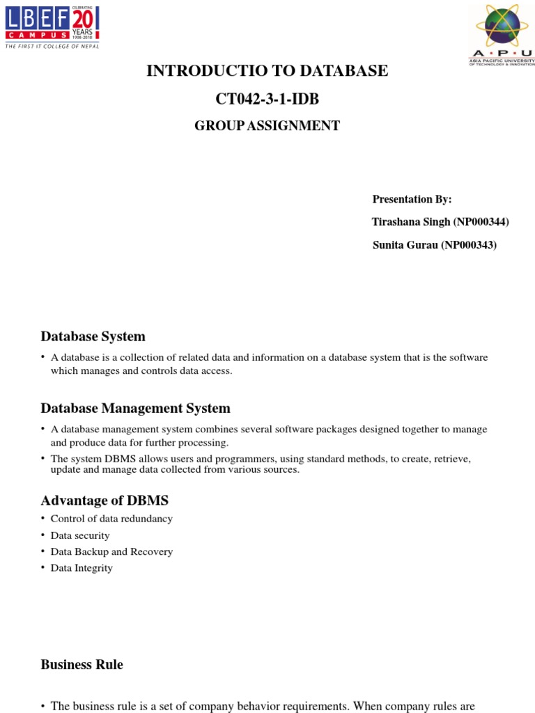 dATABASE Presentation | PDF | Databases | Sql