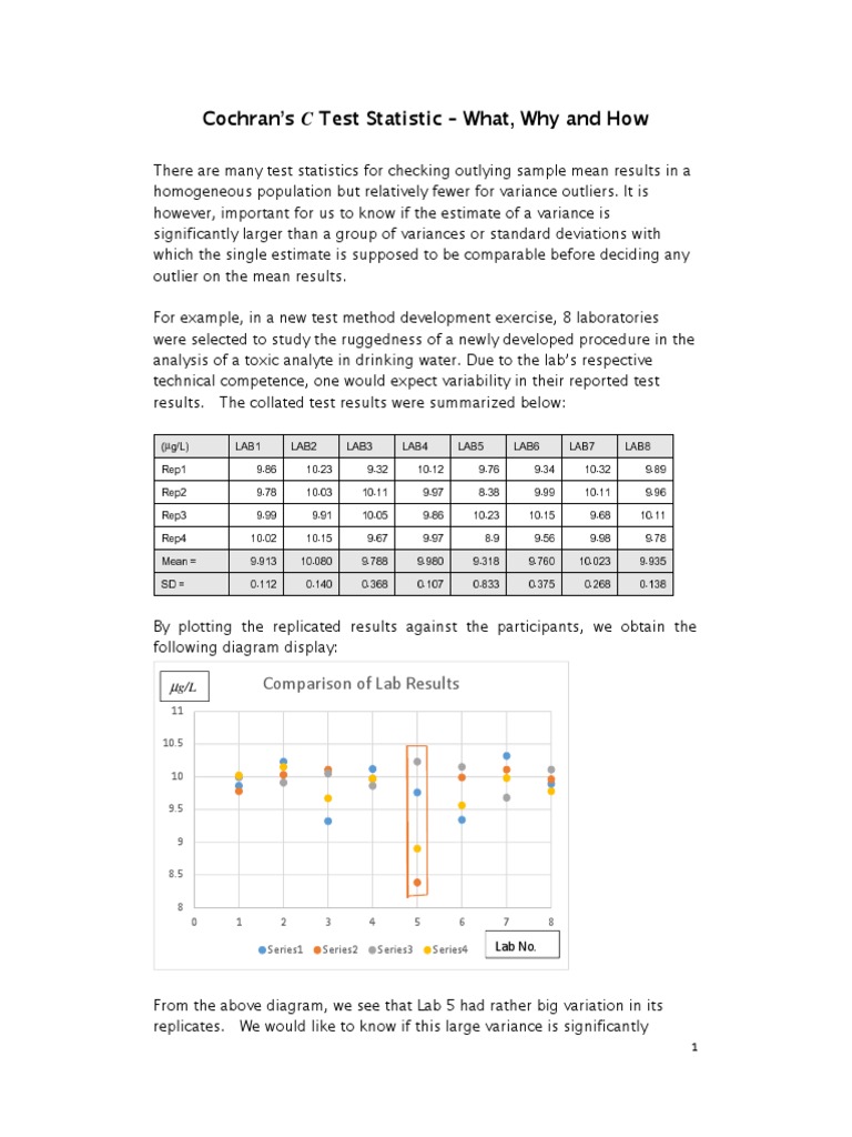 Cochran C Test For Outliers PDF Variance Outlier