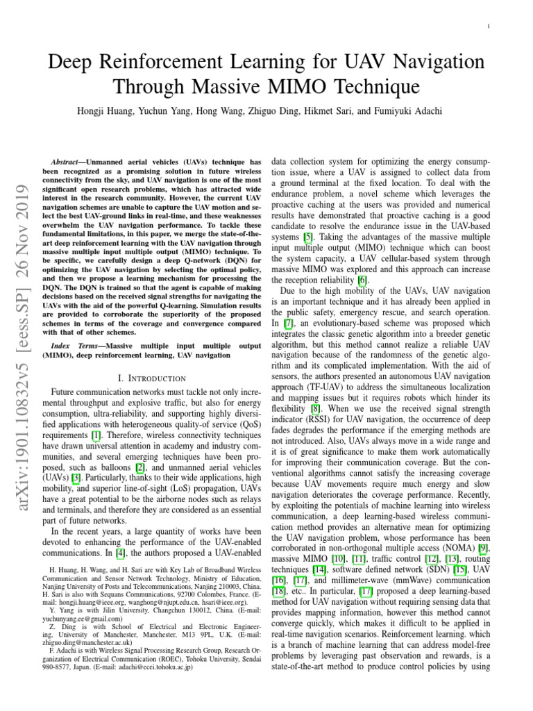 UAV Navigation with Deep Learning | PDF | Unmanned Aerial Vehicle | Mimo